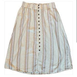 Sonoma Cream and Brown Striped A-Line Skirt